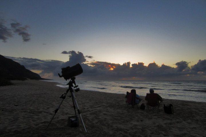 a group of people on a beach near a body of water